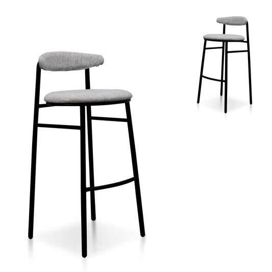 CBS6919-SD 65cm Fabric Bar Stool - Silver Grey and Black Legs (Set of 2)