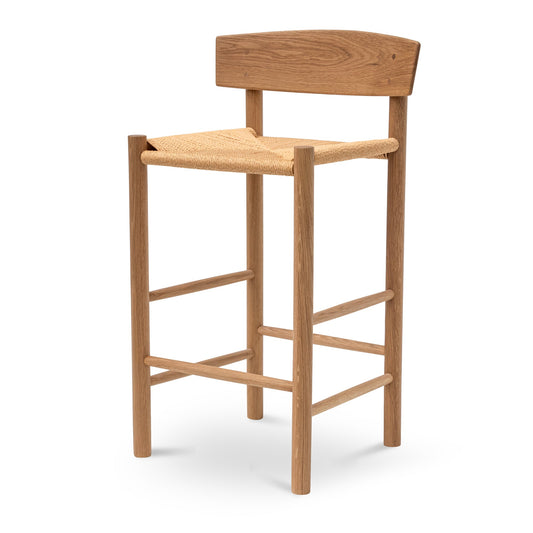 CBS8018-OW 65cm Bar Stool - Natural with Back Rest